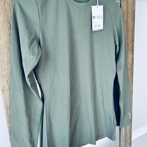 FIGS Olive Ribbed Long Sleeve Underscrub